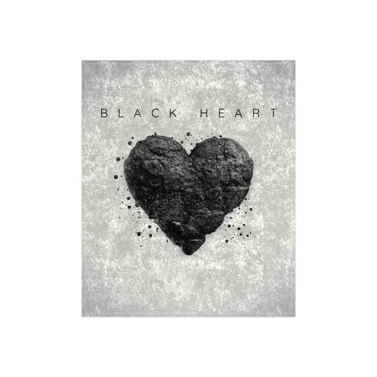 Crushed Velvet Blanket - Black Heart.