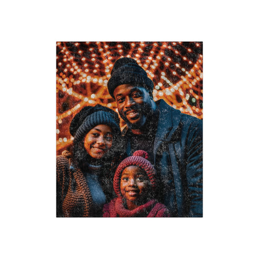 Crushed Velvet Blanket - Black Family Holiday Cheers