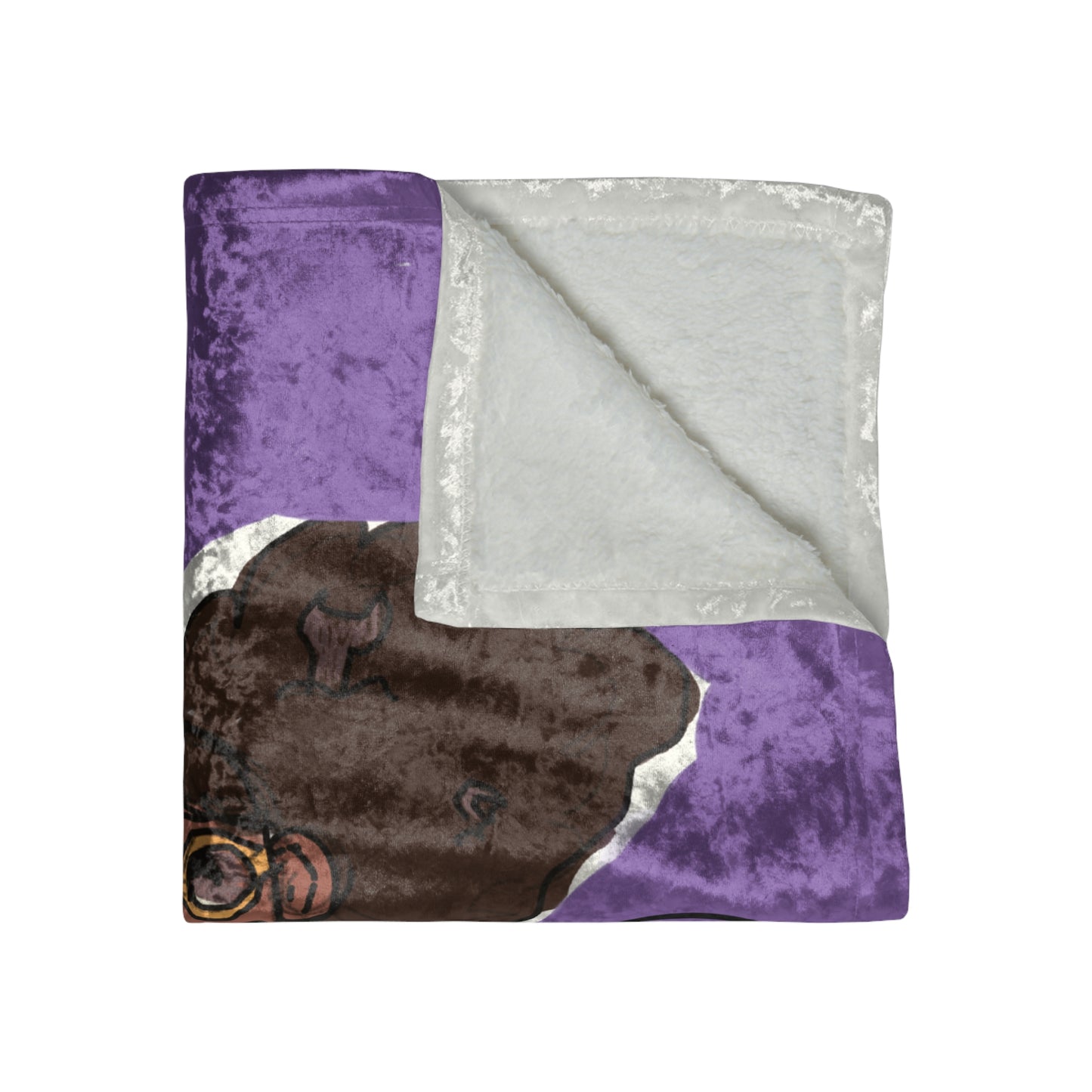 Crushed Velvet Blanket - KAM-ART Girl with Puffs (Purple)