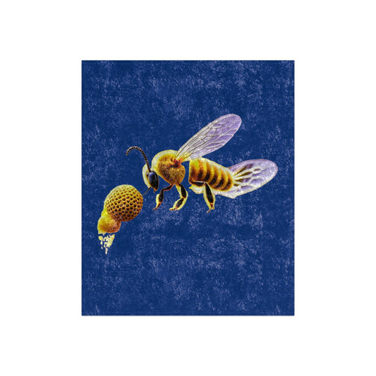 Crushed Velvet Blanket - Honey Comb Blue Bee