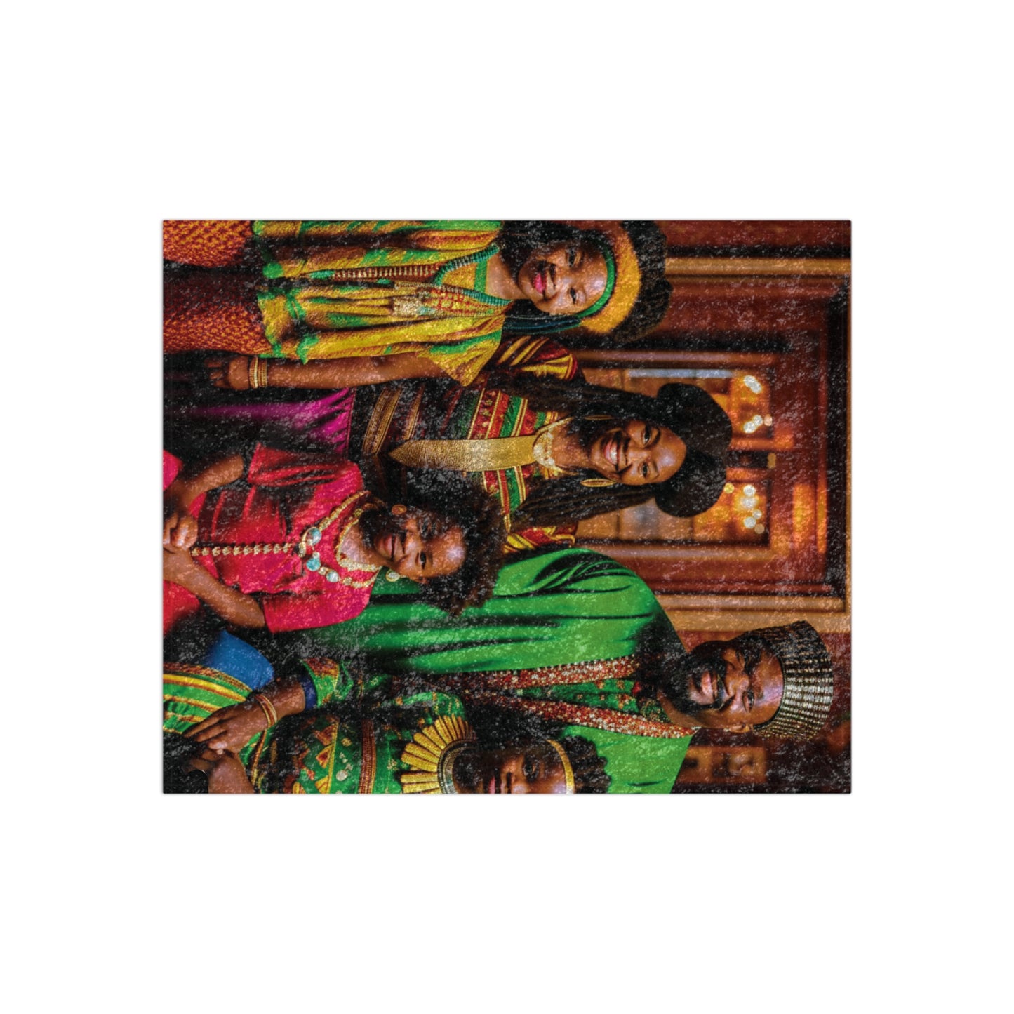 Crushed Velvet Blanket - Black Family Kwanzaa